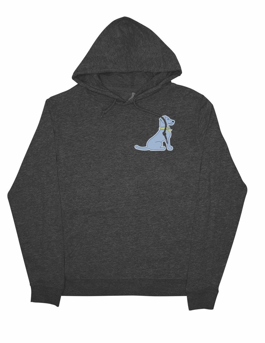 BLUE LACY APPLIQUE HOODIE TEE